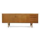K.B Simonsen for Faarup Mobelfabrik, Sideboard with four drawers and two tambour sliding doors,