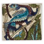 William De Morgan (1839-1917), Tile depicting a winged creature amid 'Persian' foliage, 1888-1897,