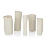 Mo Jupp (1938-2018), Five Studio Pottery Cylindrical Vases , late 1990s, Porcelain, Underside