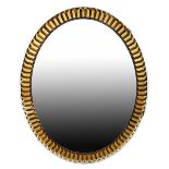 Designer Unknown, Contemporary oval wall mirror, circa 2015, Mirrored glass, coloured glass, 102cm