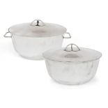 Luigi Genazzi ( 800 silver ), Two tureens, circa 1950, 800 silver, Stamped '800' and with marks