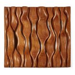 Brian Willsher (1930-2010), Carved wall panel, 2004, Teak, plywood mount, Signed in pen to verso '