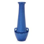 C H Brannum & Son, Tall Barum Ware blue pottery twin handle vase, 1929, Underside incised 'C H