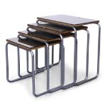 Designer Unknown, Quartetto nest of tables, early to mid 20th century, Chromed steel, smoky mirrored