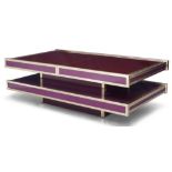 Manner of Willy Rizzo, Coffee table with internal bar compartment, circa 1970, Glass, lacquered