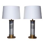 Ralph Lauren, Pair of 'Allen' table lamps, circa 2015, Brass, glass, electrical fittings,