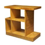 Designer Unknown, Art Deco low bookcase with offset shelves, circa 1930, Burr maple and birch