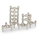 Caesar Stoffi & Fritz Nagel for BMF, Ten stacking candleholders, circa 1965, chrome-plated metal,