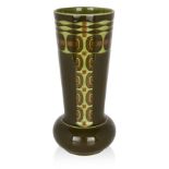 Villeroy & Boch, Green geometric vase, circa 1910, Glazed ceramic, Underside with printed makers