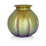 WMF, Myra vase model J295, circa 1930s, Irridescent glass, Paper label to underside 'GEISLANGEN /