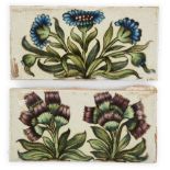 William De Morgan (1839-1917), Two tiles with flower designs, 1888-1897, Glazed earthenware,