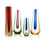 Egermann, Sommerso glass vase together with three further Sommerso glass vases, circa 1970,