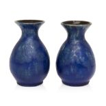 Baron Pottery, Pair of mottled blue glaze vases, circa 1900, Glazed earthenware, Underside