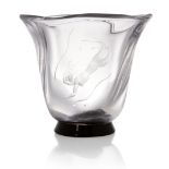 Vicke Lindstrand (1904-1983) for Orrefors, Mermaid vase, circa 1930s, Clear and black glass,