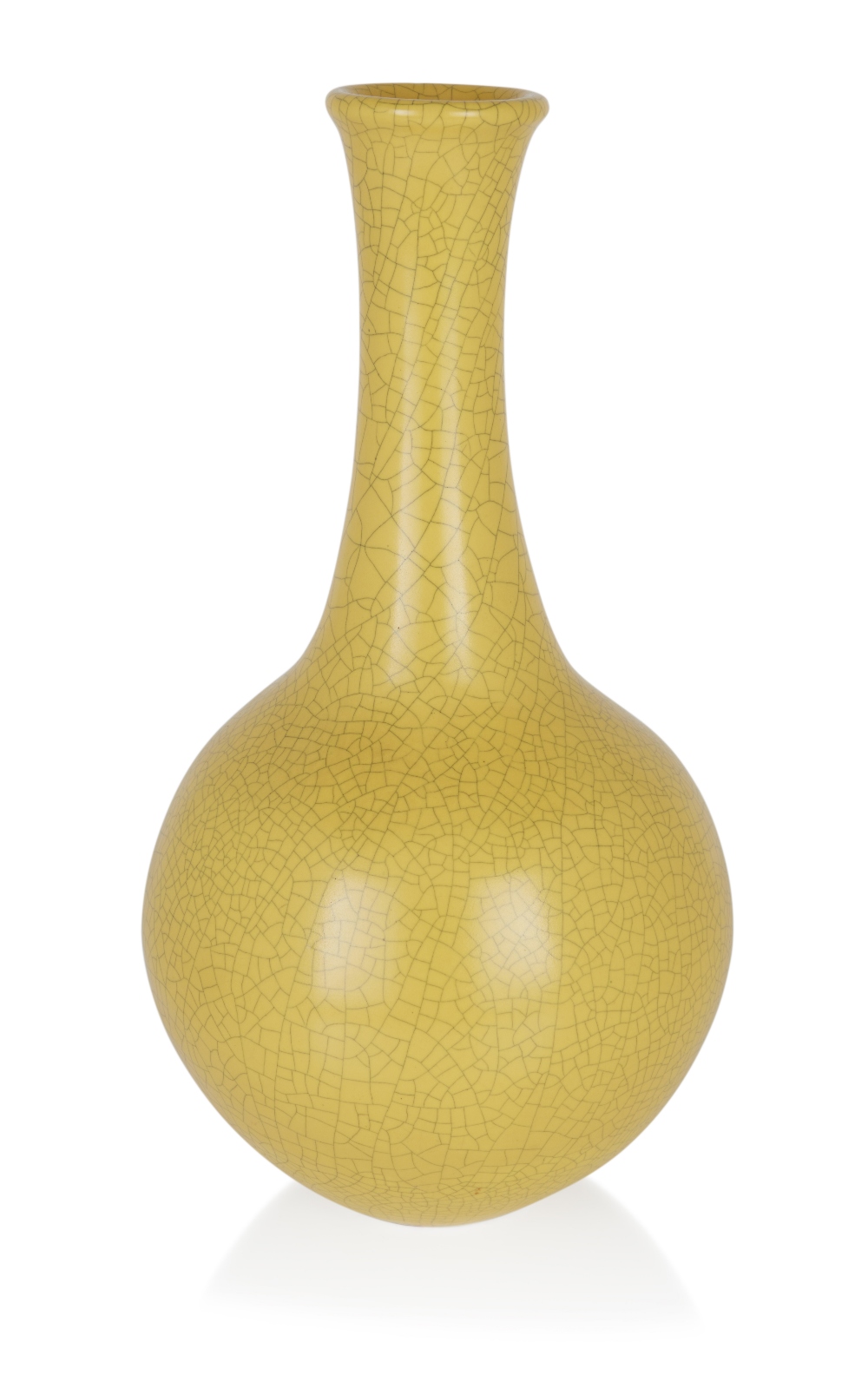 Thelma Marcuson (1919-2009), Studio Pottery yellow crackle glaze bottle vase, mid 1980s,