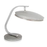 Fase, Desk lamp, circa 1960, Lacquered steel, chrome, glass, Cast manufacturer's mark to