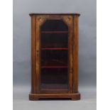 An Edwardian inlaid walnut music cabinet, 89cm high, 53cm wide, 34cm deep light scratches, pieces of