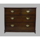 A Victorian mahogany chest of drawers, two short over two long, raised on plinth base and castors,