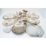 A group of silver plate, comprising: a four piece tea service, by St Hilaire, comprising a teapot,