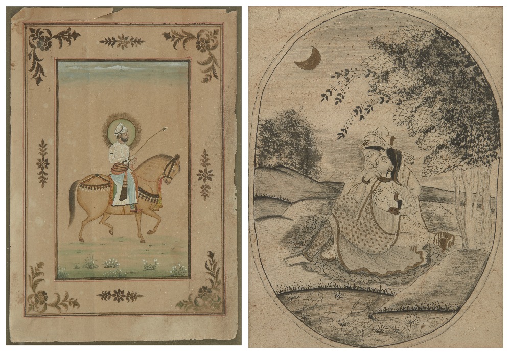 Two Indian miniature paintings, India, 20th century, ink and gouache on paper heightened with