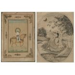 Two Indian miniature paintings, India, 20th century, ink and gouache on paper heightened with