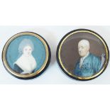 A French tortoiseshell snuff box, early 19th century, the cover inset with a portrait miniature on