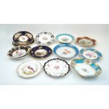 A group of British porcelain plates and dishes to include: a Minton plate, circa 1880, the rim