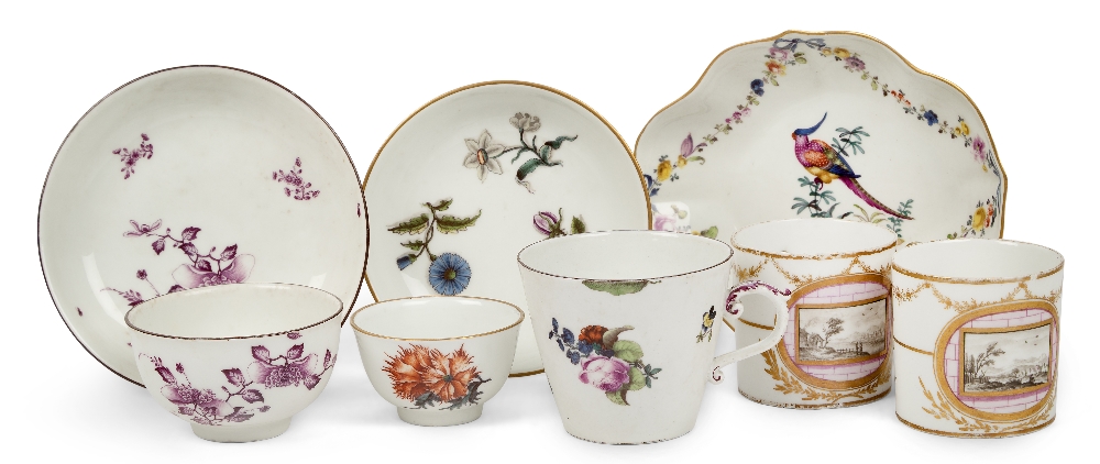 A collection of Meissen porcelain, mid-18th century, blue crossed swords marks, comprising: a