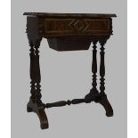 A French burr wood boudoir table, late19th/early 20th century, hinged lid enclosing mirror and