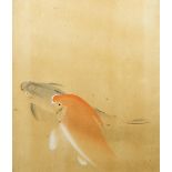 After Ohara Koson, Japanese, 1877-1945, a study of two carp, watercolour and bodycolour on paper,