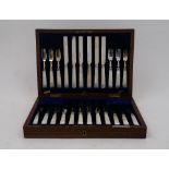 A set of mother of pearl-handled silver fruit eaters, Birmingham, 1921, Elkington & Co Ltd,