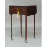 A late 19th century mahogany Pembroke table, of diminutive proportions, with two drawers and two