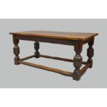 A 16th century style oak refectory table, early 20th century, 73cm high, 170cm wide, 90cm deep,