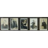A group of five silver gelatine photographs of classical composers and soloists held in a wood