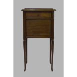 A French Empire style mahogany bedside cabinet, 20th century, marble top above single drawer and
