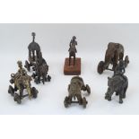 A collection of six brass toys, Kerala, India, late 19th-early 20th century, comprising four with