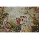 A French pictorial Aubusson tapestry, 20th century, depicting a romantic scene, 220cm x