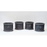 A set of four lead planters, early 20th century, each with rosette detail to the body and piecrust