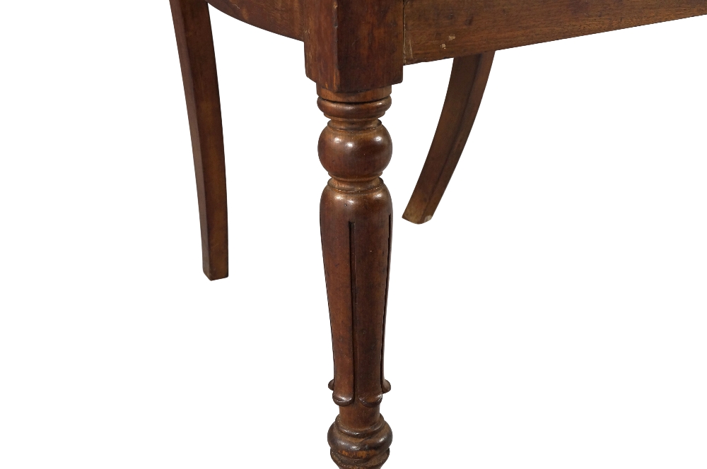 A William IV mahogany open arm elbow chair, with carved floral back rail, above drop in seat, raised - Image 4 of 4