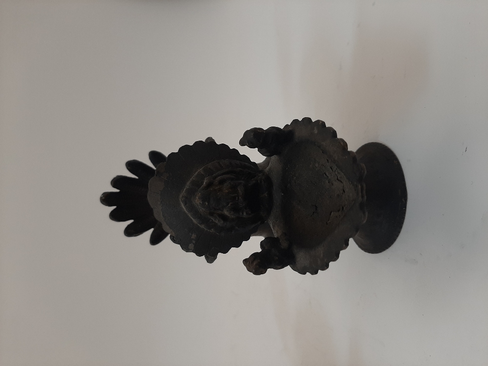 A bronze offering vessel with figure of Ganesha, Nepal, 17th-18th century, on a played foot, the - Image 3 of 4