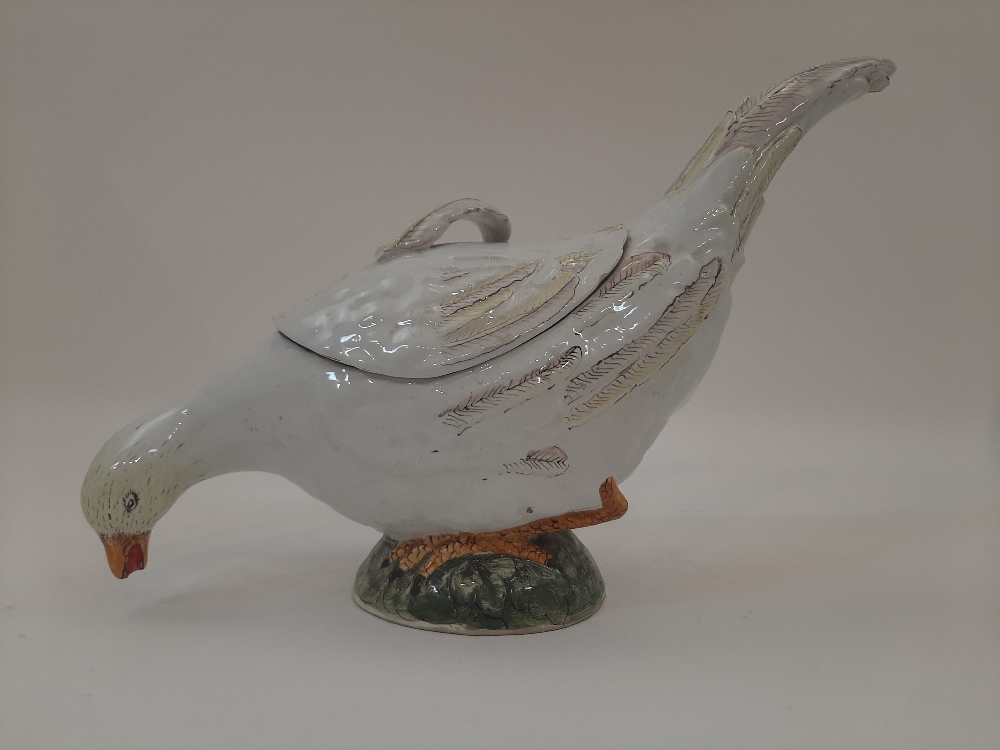 A Continental glazed pottery model of a game bird, late 19th century, maker's mark to underside, - Image 10 of 11