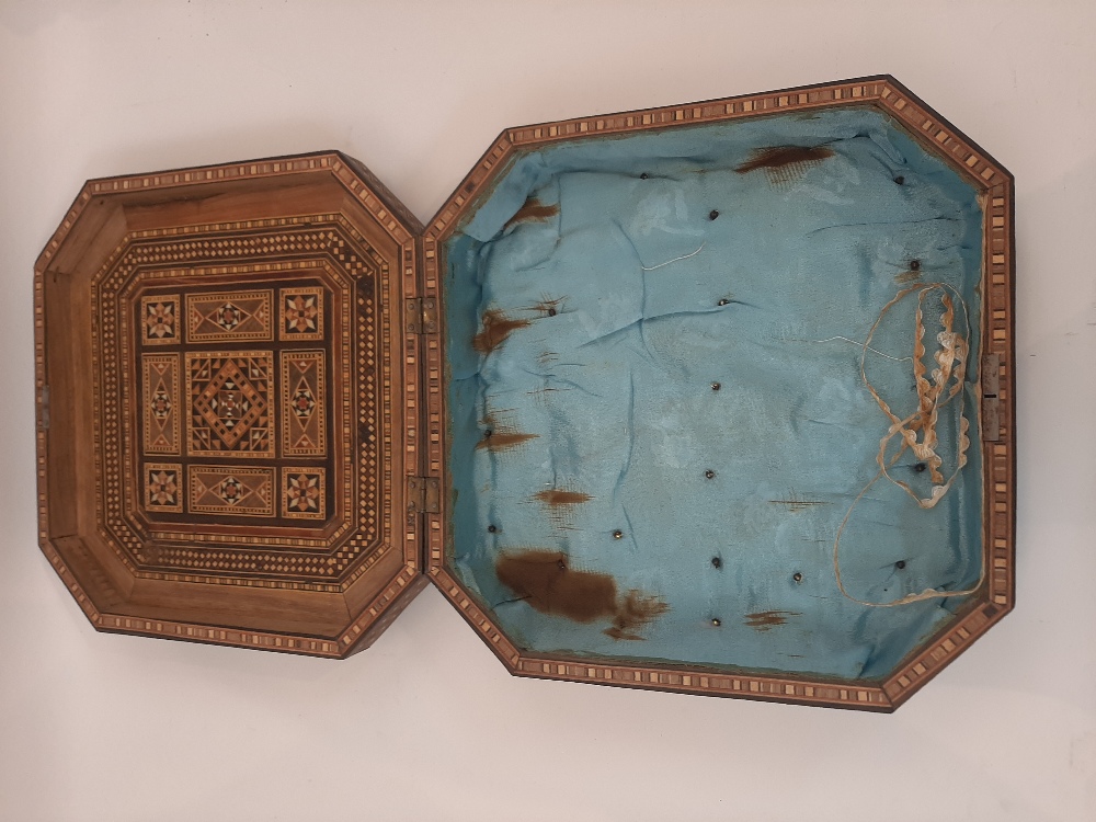 Four Middle Eastern parquetry boxes, first half 20th century, each intricately inlaid in wood, - Image 14 of 14