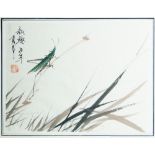 Two Japanese brush paintings, 20th century, ink on paper, both bearing signature and red seal, in