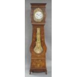 A French Comtoise clock, 19th century, with sheet brass dial surround repousse decorated with