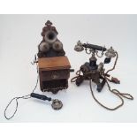 Two L. M. Ericsson telephones, late 19th/early 20th century, to include a 'skeletal' desk telephone,