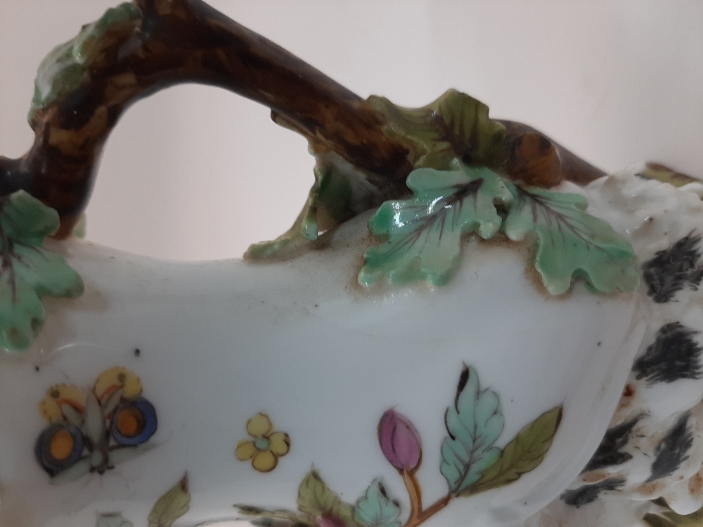 A Chelsea style goat and bee jug, probably 19th century, of typical form with applied foliage and - Image 8 of 8