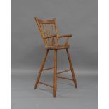 A child’s Windsor stained oak high chair, 19th century, 90cm high scratches and knocks to wood,