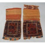 A pair of Persian saddle bags, 20th century, geometric designsboth need to be re stitched to make