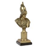 A French bronze bust of Minerva, late 19th century, after the Antique, on socle, plinth, square base