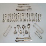 A mixed quantity of silver flatware, to include: nine Victorian coffee spoons, London, 1886,